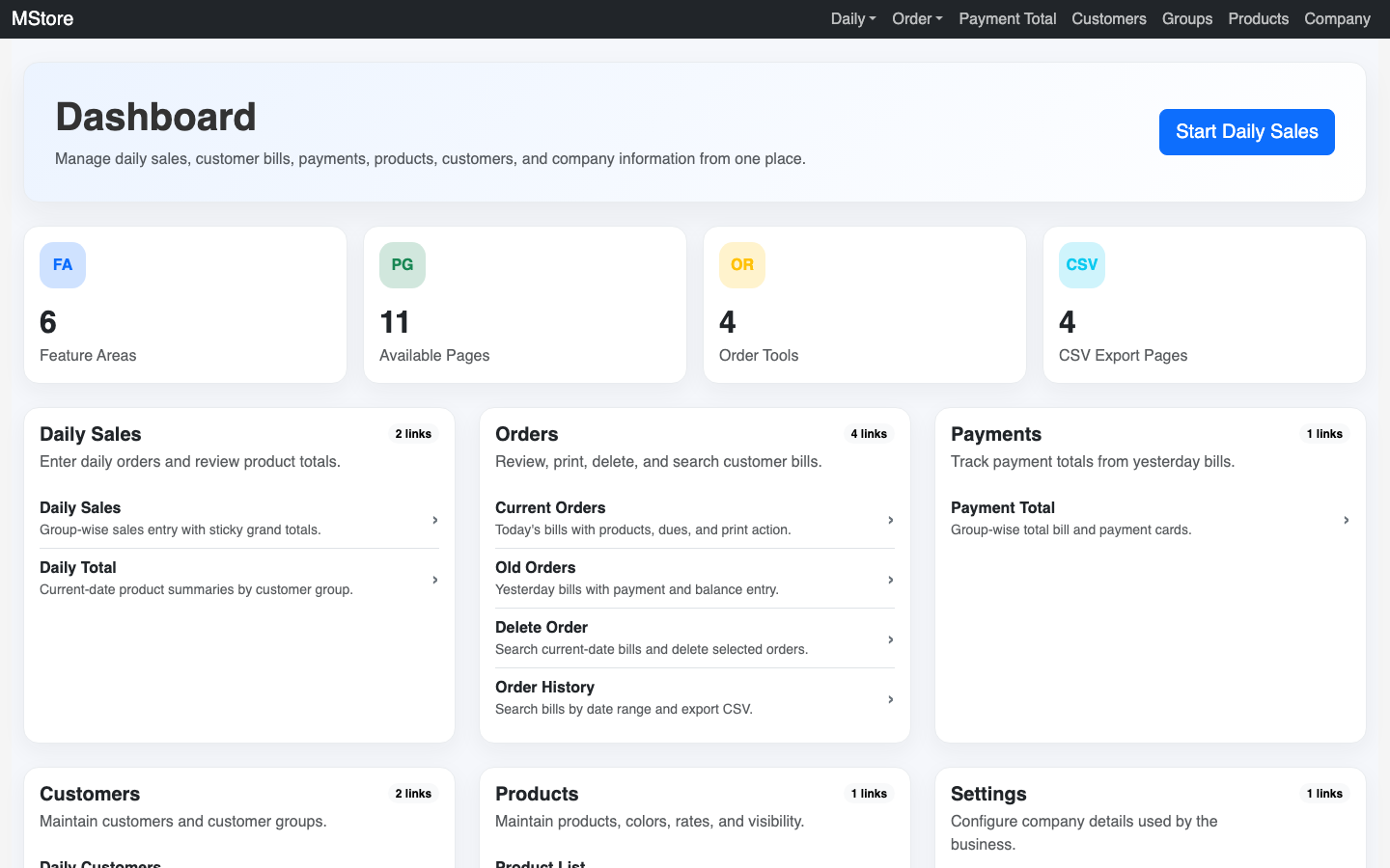 Sales & Collection Management System (MSTORE) mockup